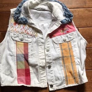 Vintage 90’s Boho Chic Upcycled White Vest